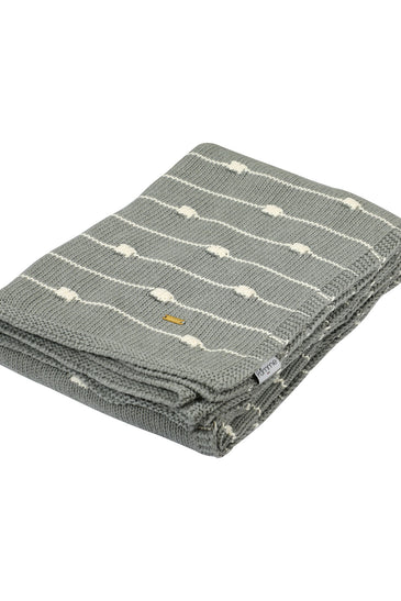 Knitted Grey Melange Texture Knit With 3D Bubble Knit Throw