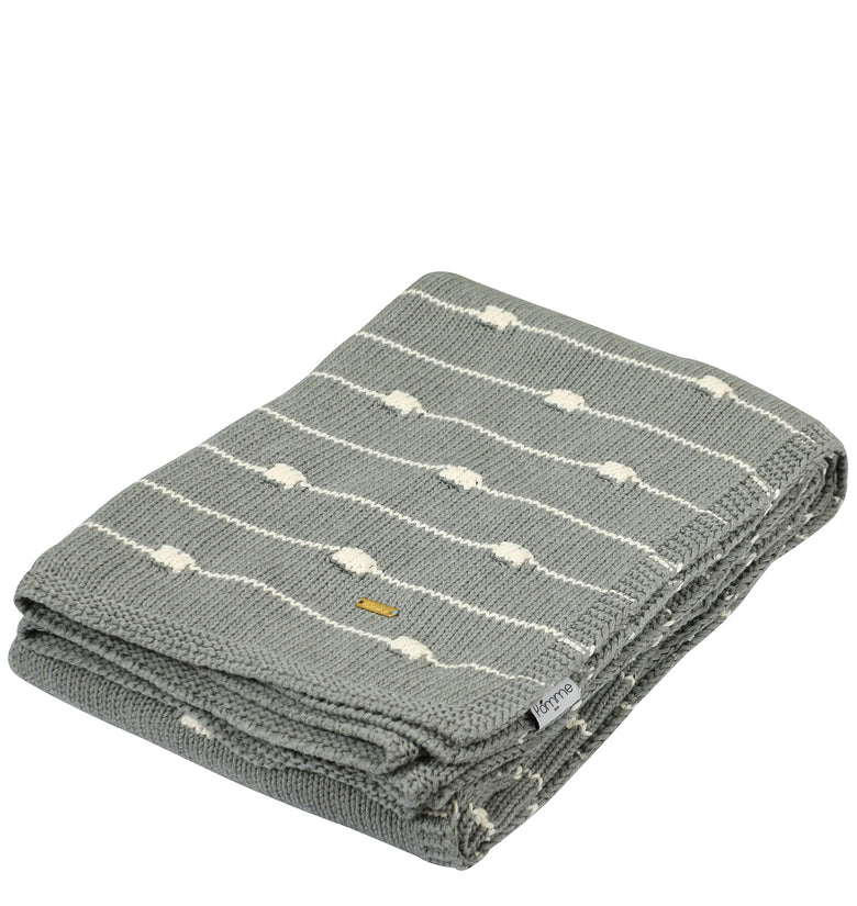 Knitted Grey Melange Texture Knit With 3D Bubble Knit Throw