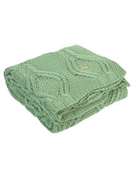 Load image into Gallery viewer, Knitted Green Texture With Cable Knit Throw