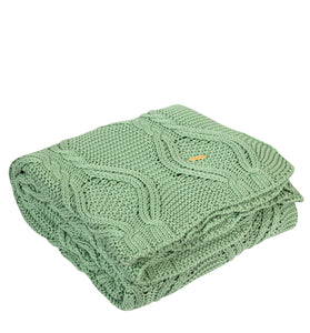 Knitted Green Texture With Cable Knit Throw