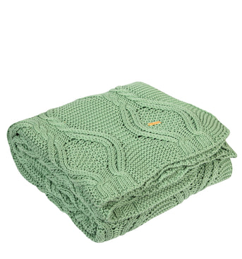 Knitted Green Texture With Cable Knit Throw