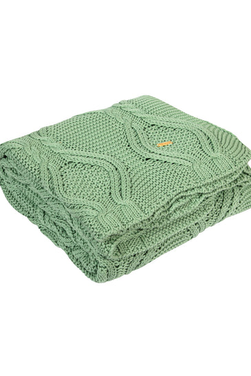 Knitted Green Texture With Cable Knit Throw
