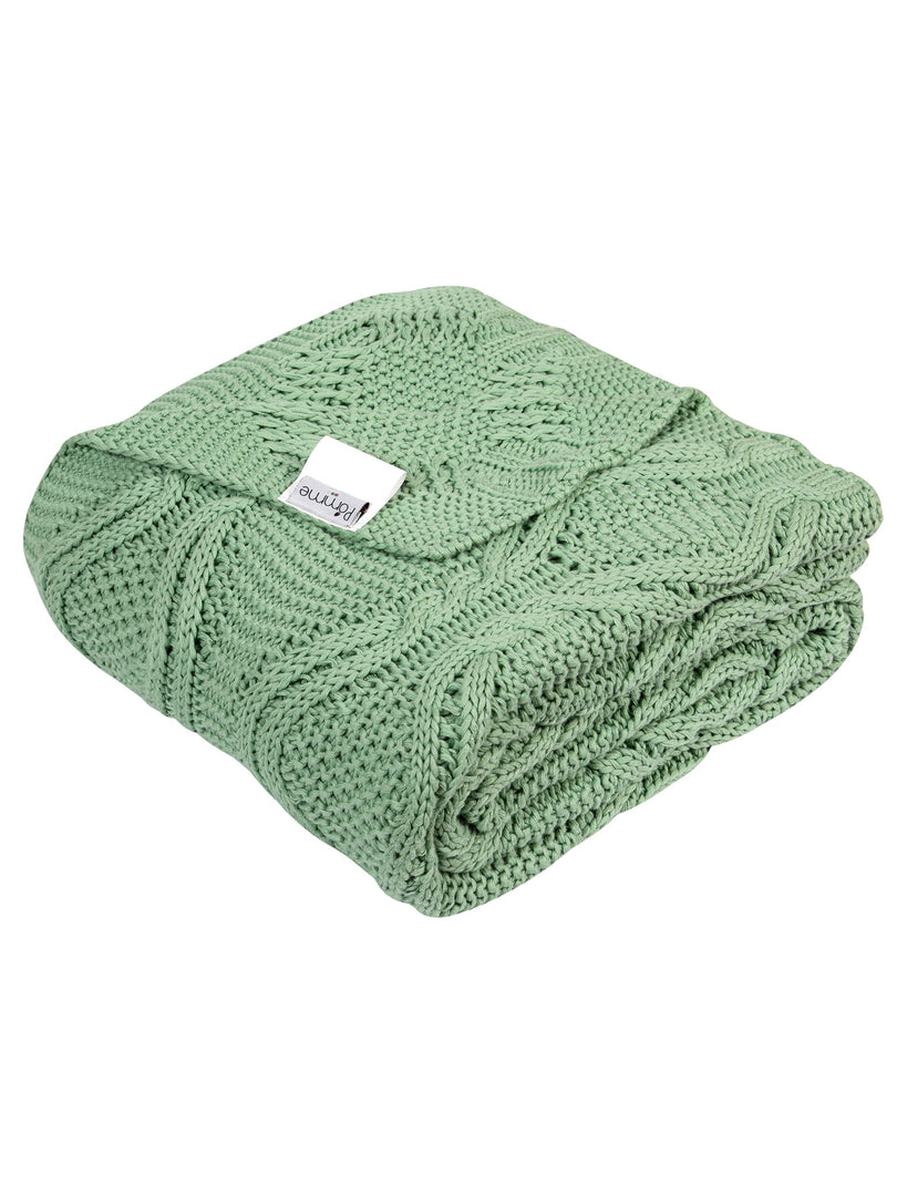 Knitted Green Texture With Cable Knit Throw