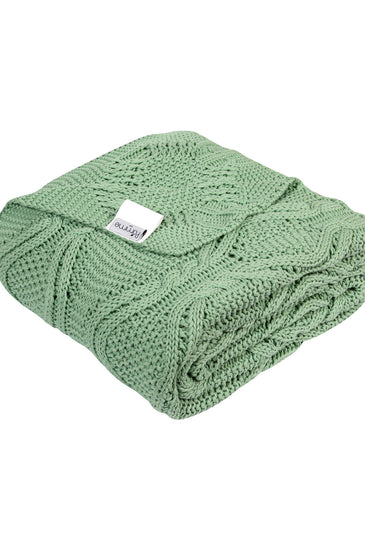 Knitted Green Texture With Cable Knit Throw