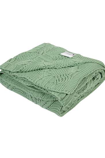 Knitted Green Texture With Cable Knit Throw
