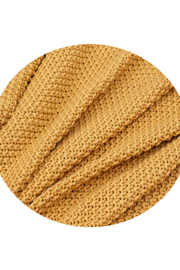 Knitted Moss Knit Yellow Stone Wash Texture Knit Throw