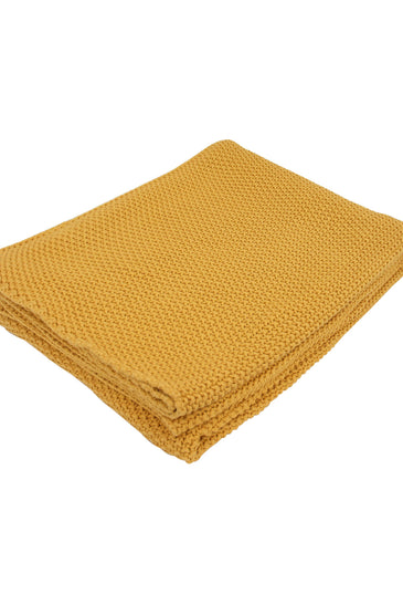Knitted Moss Knit Yellow Stone Wash Texture Knit Throw