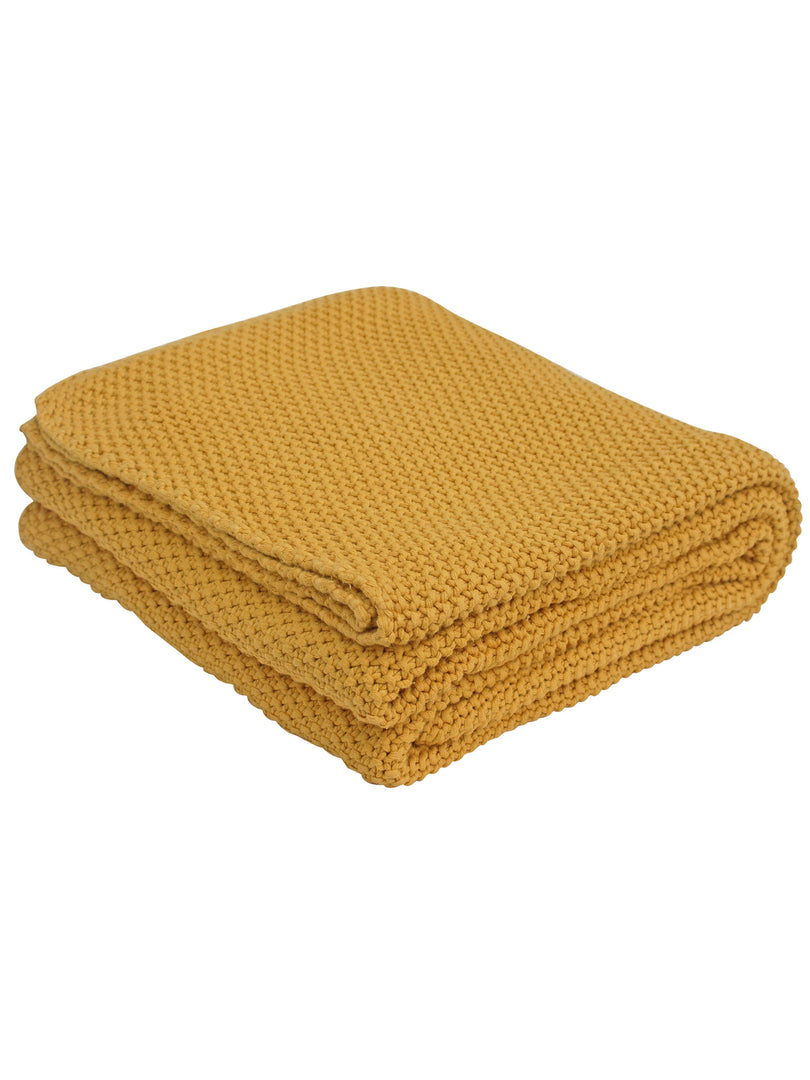 Knitted Moss Knit Yellow Stone Wash Texture Knit Throw