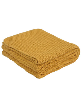 Knitted Moss Knit Yellow Stone Wash Texture Knit Throw