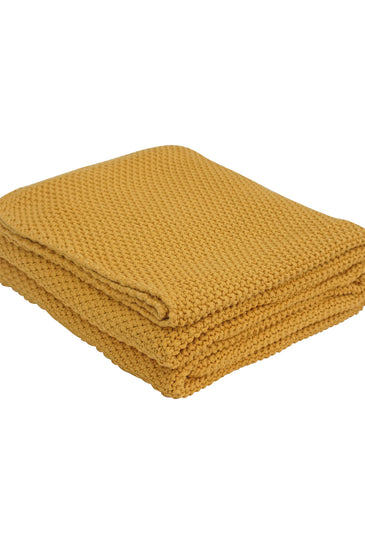 Knitted Moss Knit Yellow Stone Wash Texture Knit Throw
