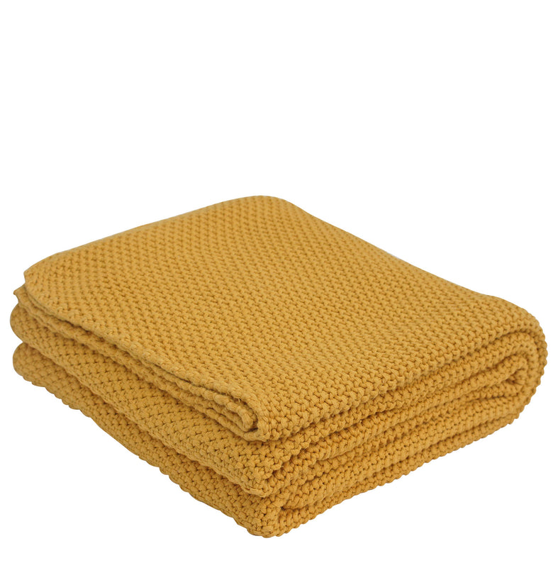 Knitted Moss Knit Yellow Stone Wash Texture Knit Throw