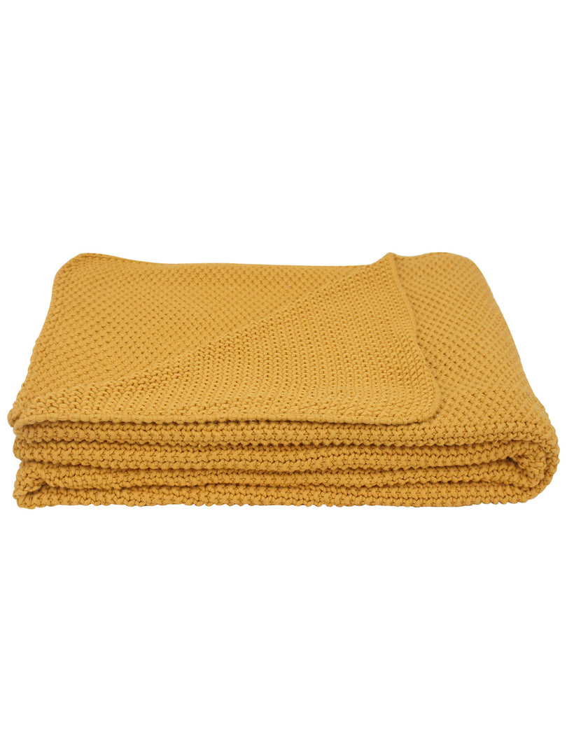 Knitted Moss Knit Yellow Stone Wash Texture Knit Throw