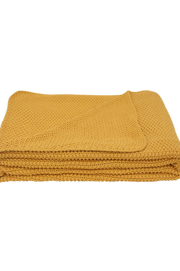 Knitted Moss Knit Yellow Stone Wash Texture Knit Throw