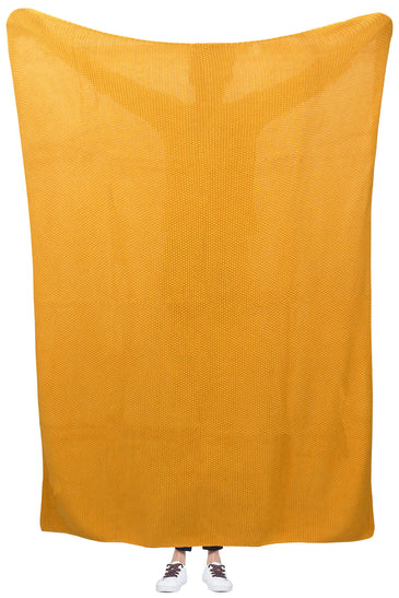 Knitted Moss Knit Yellow Stone Wash Texture Knit Throw