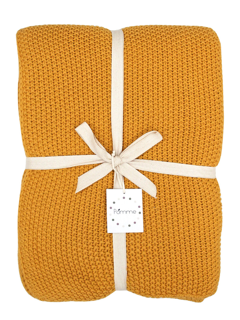 Knitted Moss Knit Yellow Stone Wash Texture Knit Throw