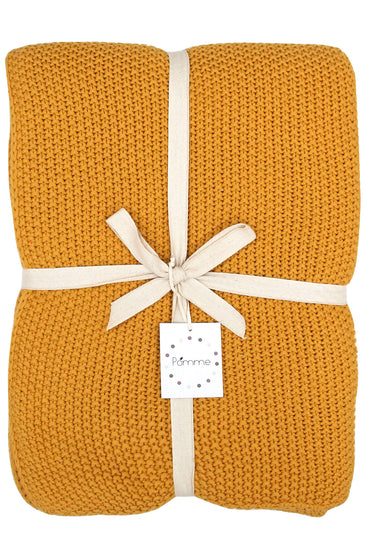 Knitted Moss Knit Yellow Stone Wash Texture Knit Throw