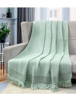 Load image into Gallery viewer, Knitted Green Texture Knit With Chunky Knit Throw