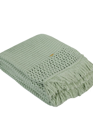 Knitted Green Texture Knit With Chunky Knit Throw