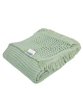 Knitted Green Texture Knit With Chunky Knit Throw