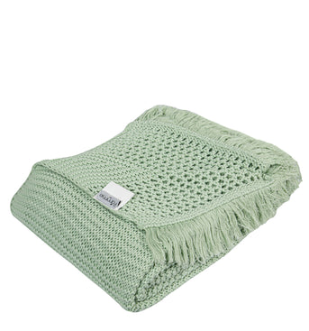 Knitted Green Texture Knit With Chunky Knit Throw
