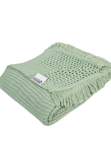 Knitted Green Texture Knit With Chunky Knit Throw
