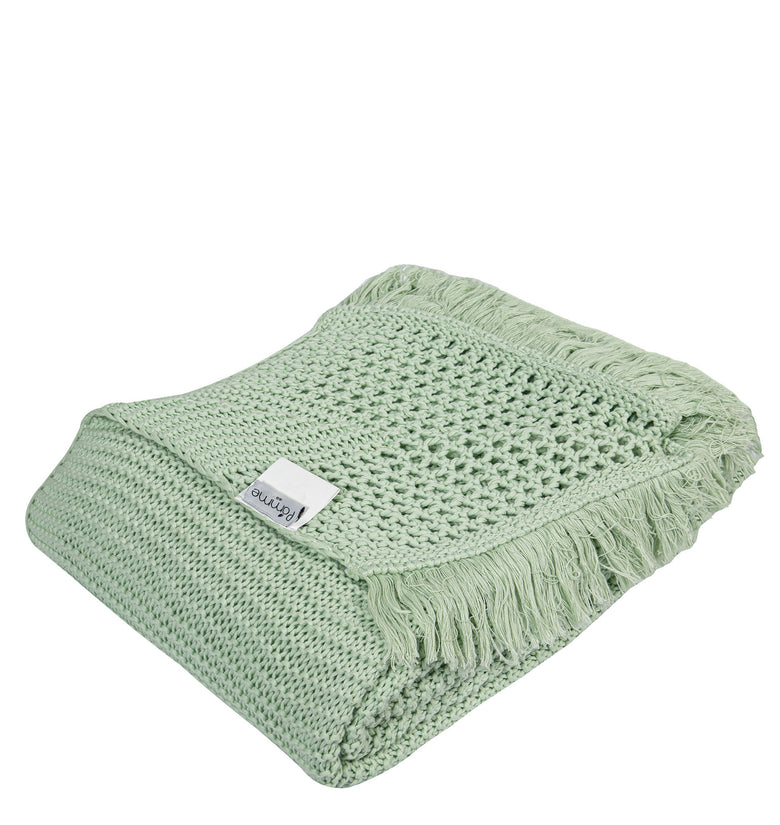 Knitted Green Texture Knit With Chunky Knit Throw