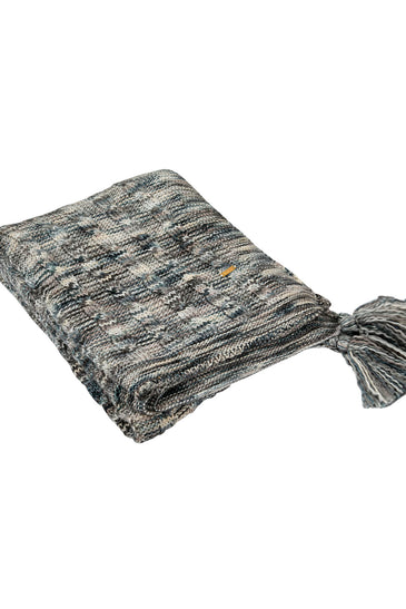 Knitted Grey Beige Space Dye Texture Knit Throw