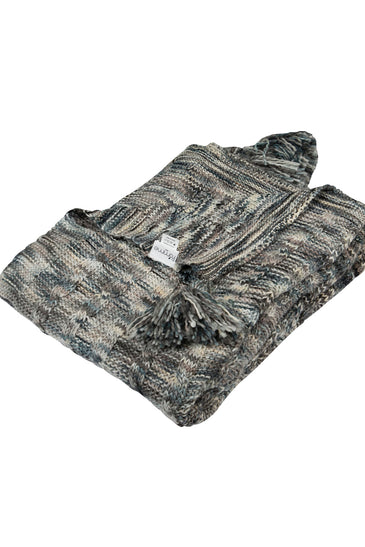 Knitted Grey Beige Space Dye Texture Knit Throw