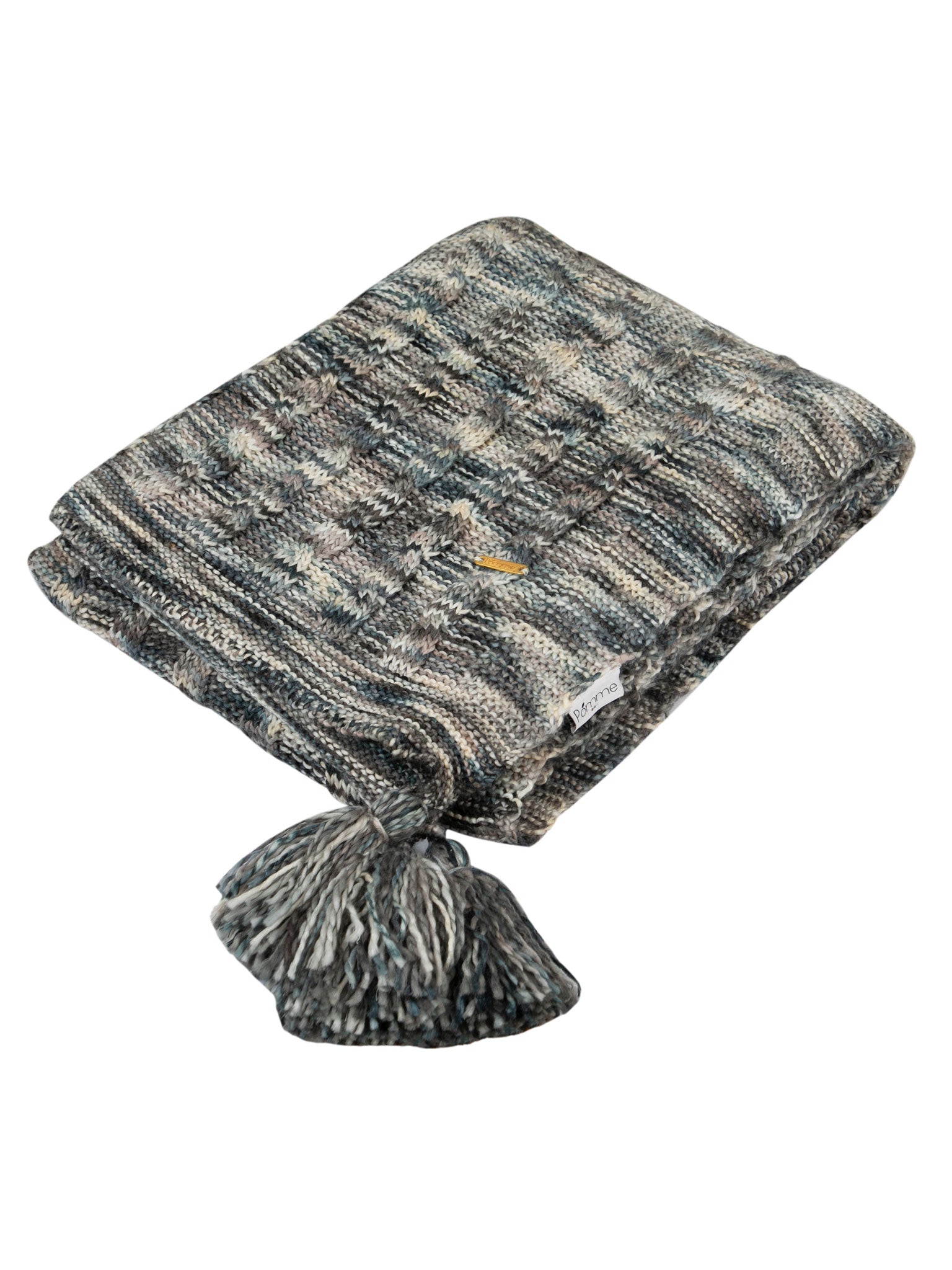Knitted Grey Beige Space Dye Texture Knit Throw
