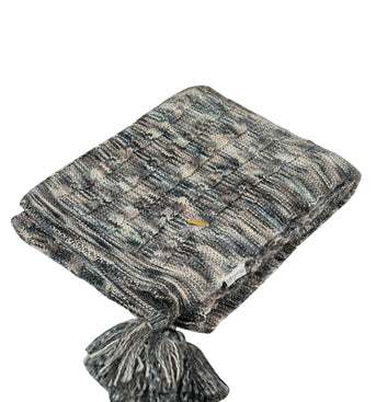 Knitted Grey Beige Space Dye Texture Knit Throw