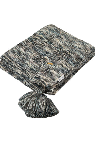 Knitted Grey Beige Space Dye Texture Knit Throw
