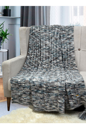 Knitted Grey Beige Space Dye Texture Knit Throw