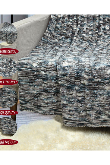 Knitted Grey Beige Space Dye Texture Knit Throw
