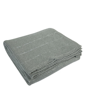 Knitted Grey Melaneg With Silver Sequence Texture Knit Throw