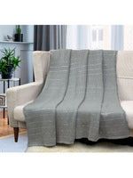 Load image into Gallery viewer, Knitted Grey Melaneg With Silver Sequence Texture Knit Throw
