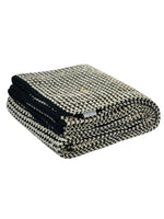 Load image into Gallery viewer, Knitted Navy Ivory with Gold Lurex Glitter Texture Knit Throw
