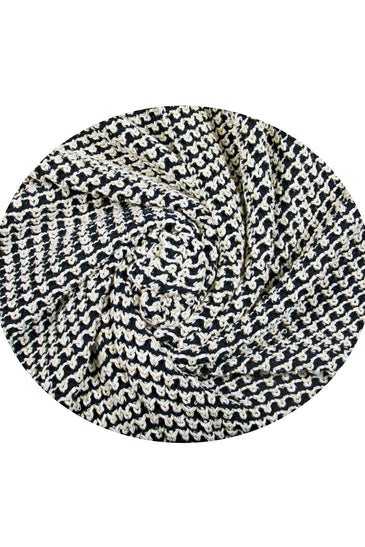 Knitted Navy Ivory with Gold Lurex Glitter Texture Knit Throw