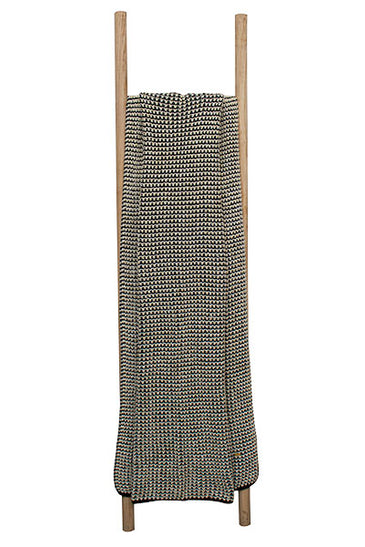 Knitted Navy Ivory with Gold Lurex Glitter Texture Knit Throw