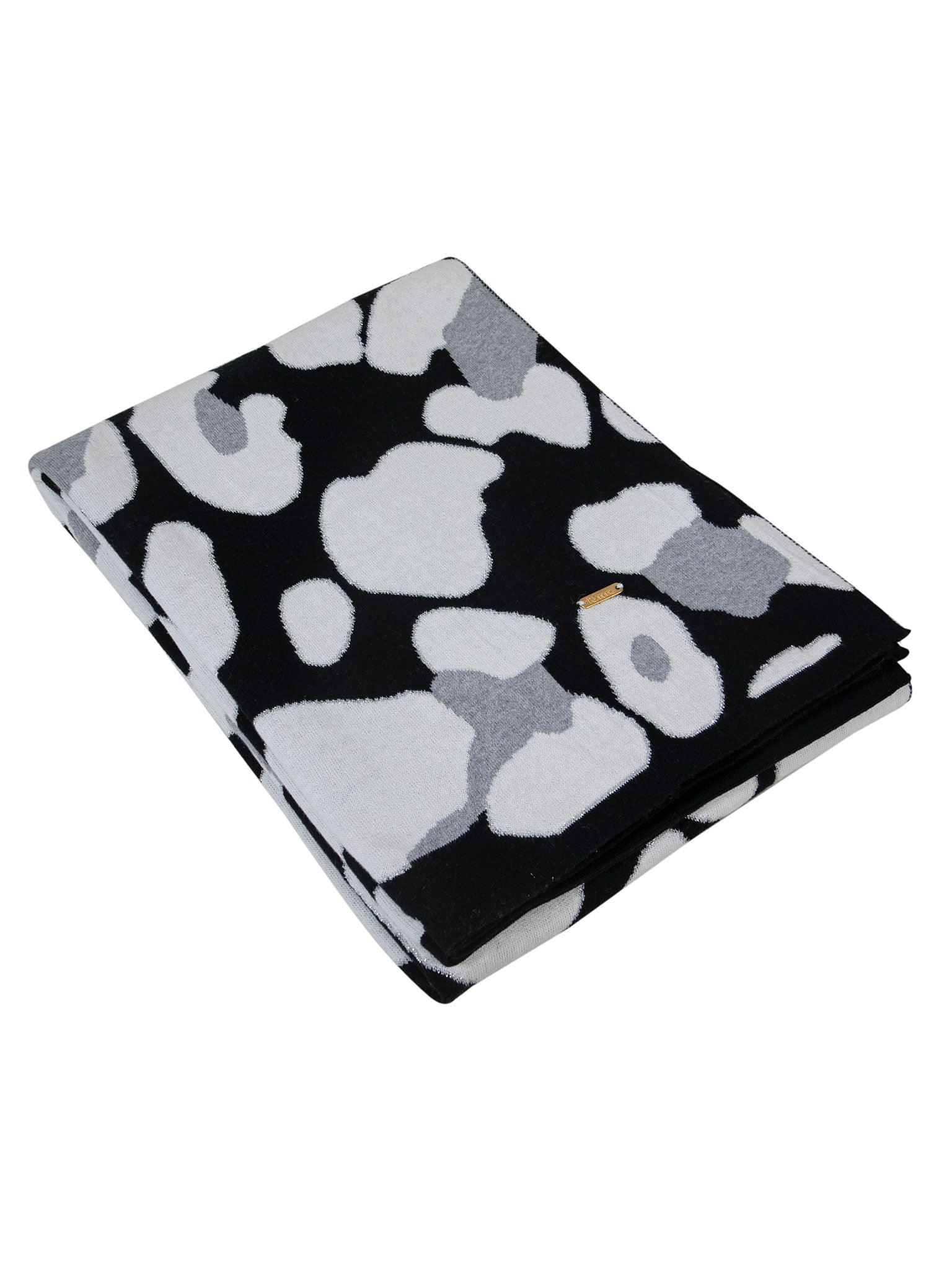 Knitted Lepard Print Grey Mix Throw