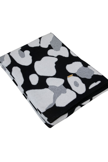 Knitted Lepard Print Grey Mix Throw