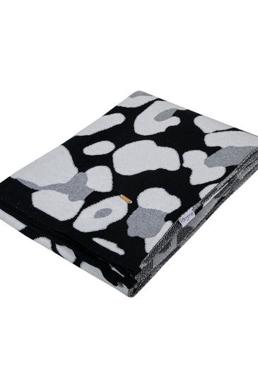Knitted Lepard Print Grey Mix Throw