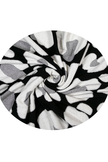 Knitted Lepard Print Grey Mix Throw