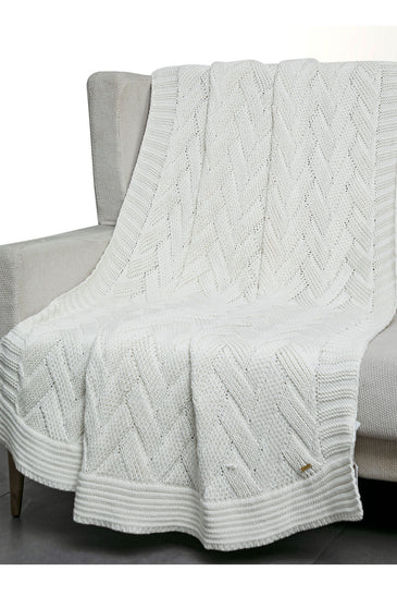 Knitted Basket Knit Ivory Chunky Knit Luxry Throw