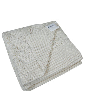 Knitted Basket Knit Ivory Chunky Knit Luxry Throw