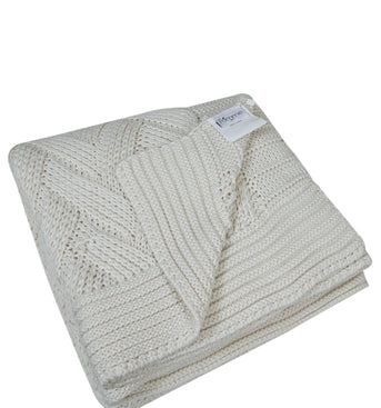 Knitted Basket Knit Ivory Chunky Knit Luxry Throw