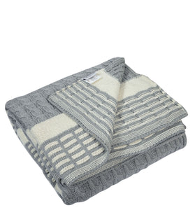 Knitted Cable With Chnille Stripe Texture Knit Luxry Throw