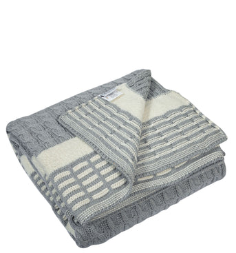 Knitted Cable With Chnille Stripe Texture Knit Luxry Throw