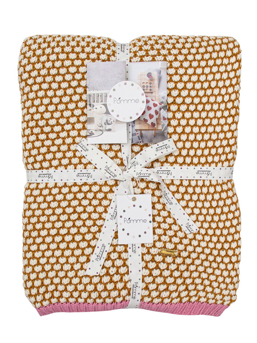 Knitted Yellow With Ivory Bubble Knit Texture Throw – Pomme