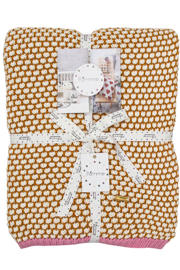 Knitted Yellow With Ivory Bubble Knit Texture Throw