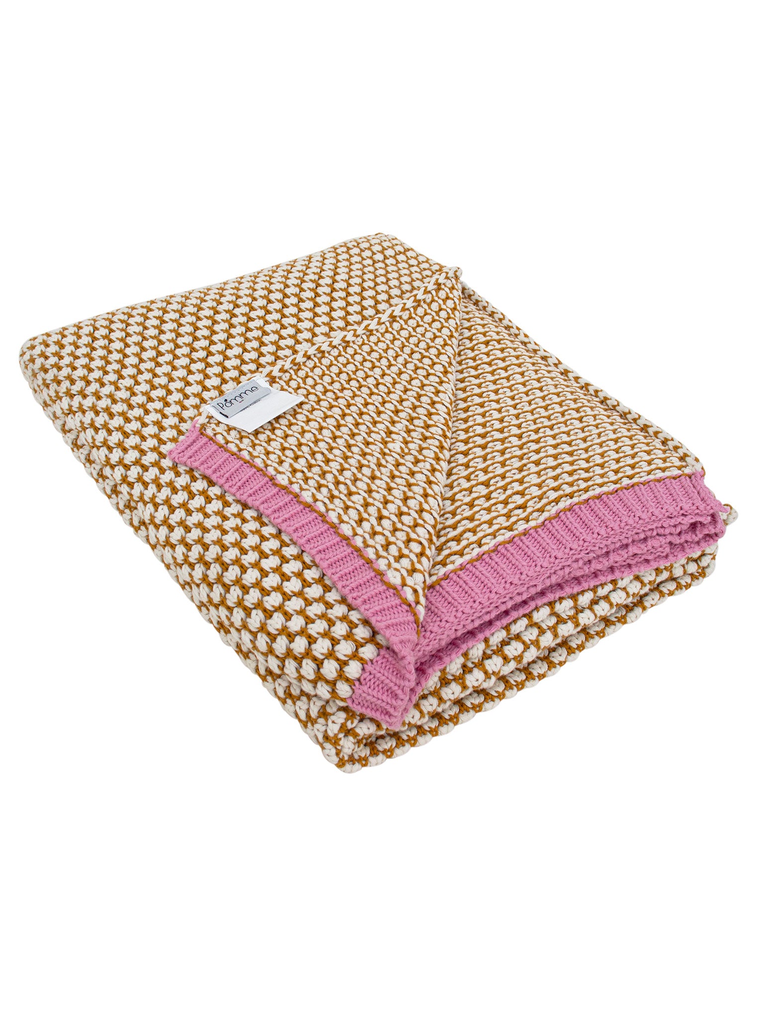 Knitted Yellow With Ivory Bubble Knit Texture Throw